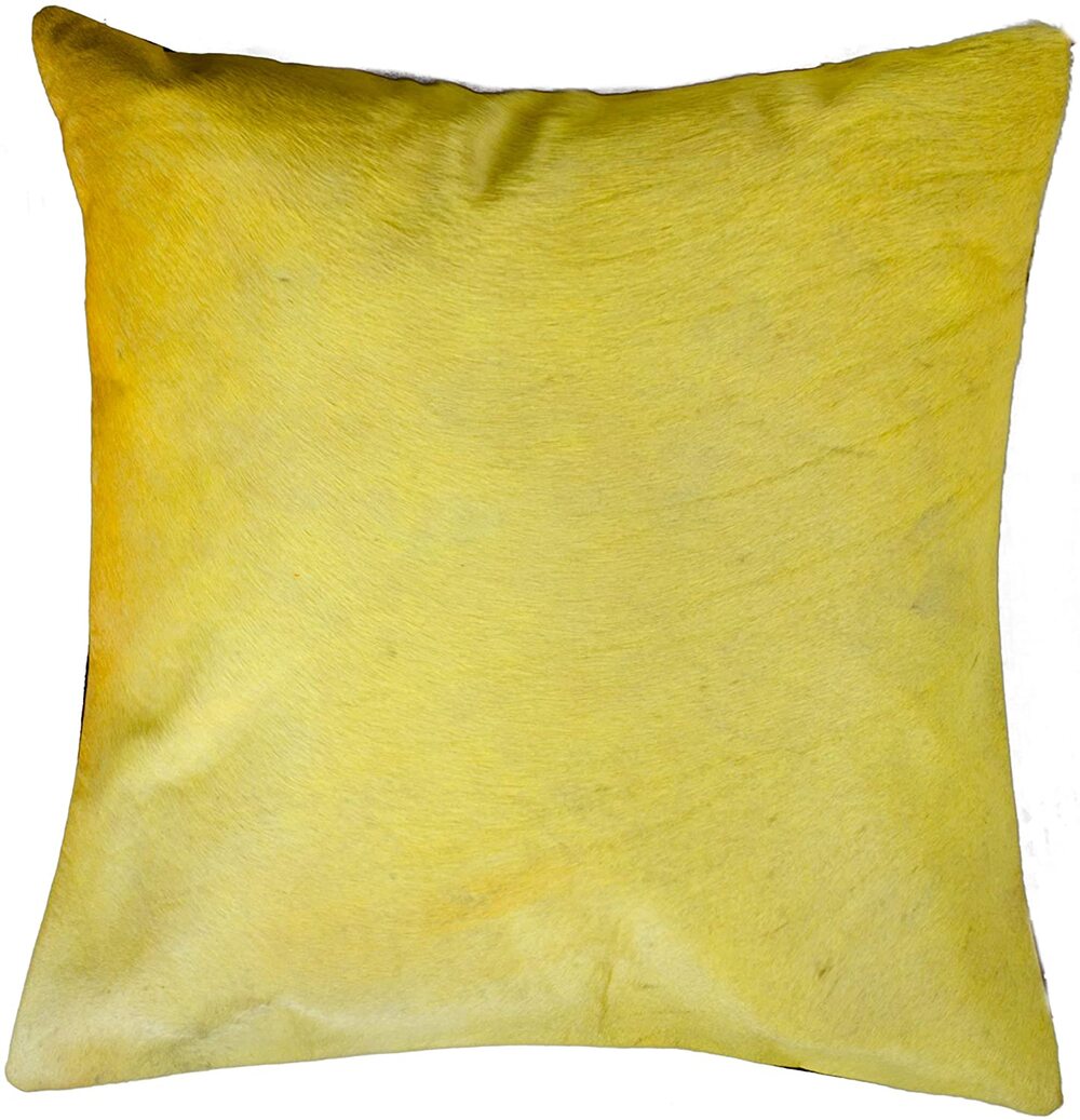 LOT of 2 Natural Brand 100% Dyed Cowhide Pillow Case Cover Yellow & Black NEW